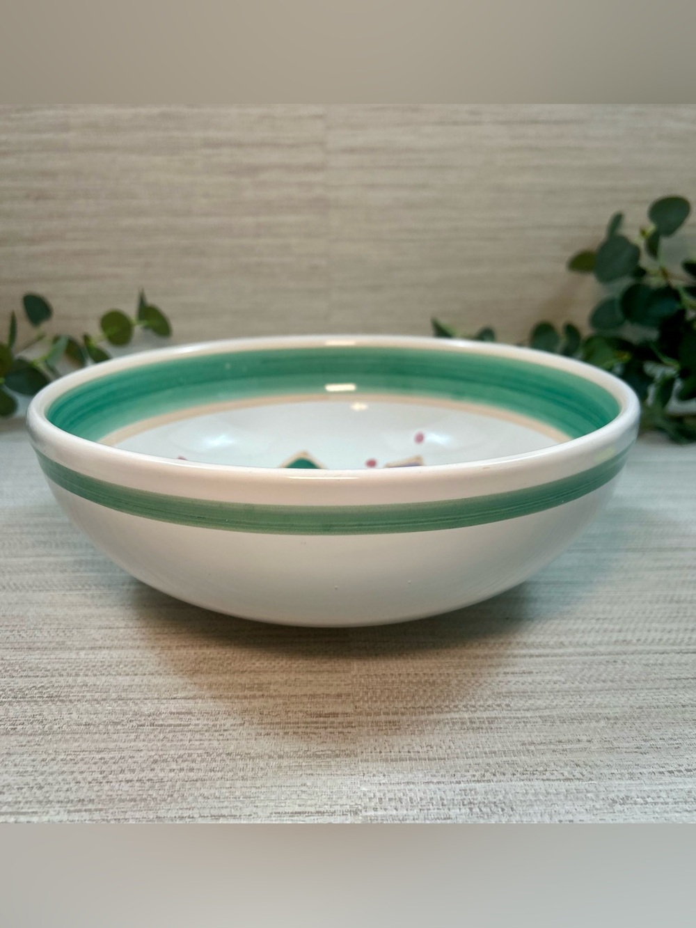 Vintage Caleca Italy Ceramic Serving Bowl 10” Hand Painted Postmodern